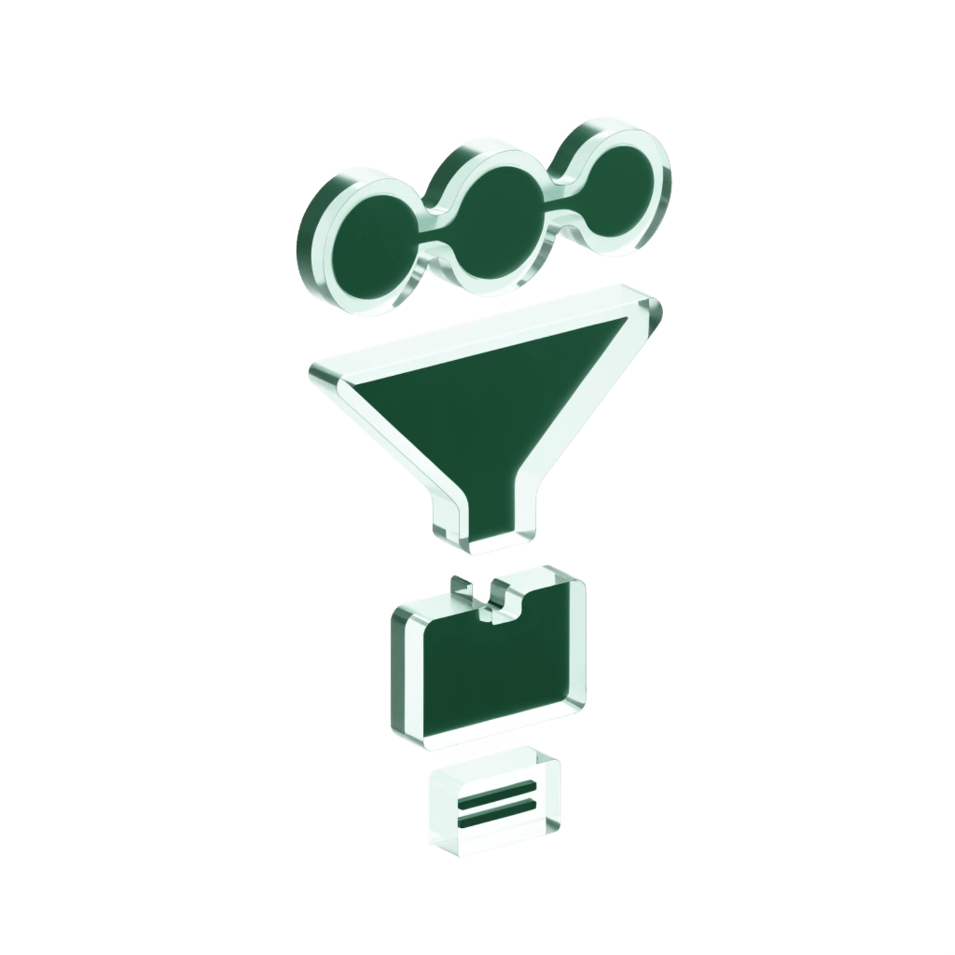 Visual 3D de operación de marketing y growth